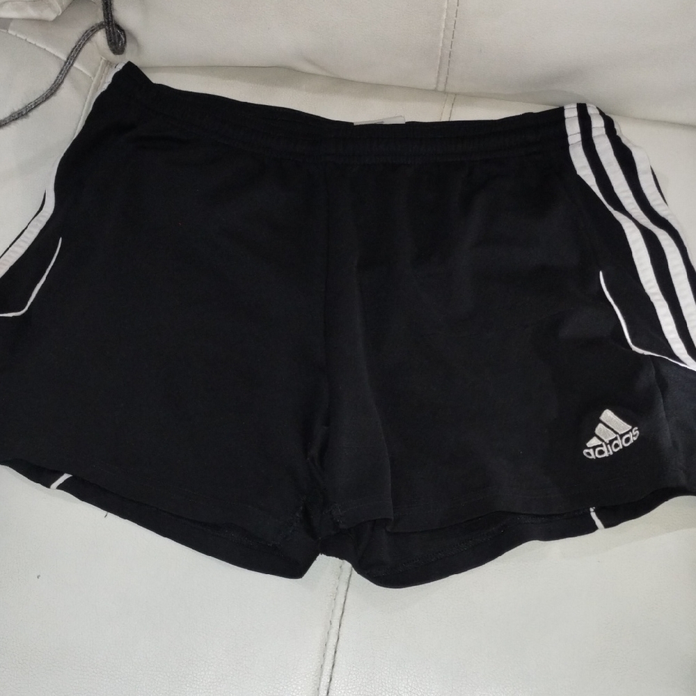 Adidas Women's Black Sports Shorts with White Accents